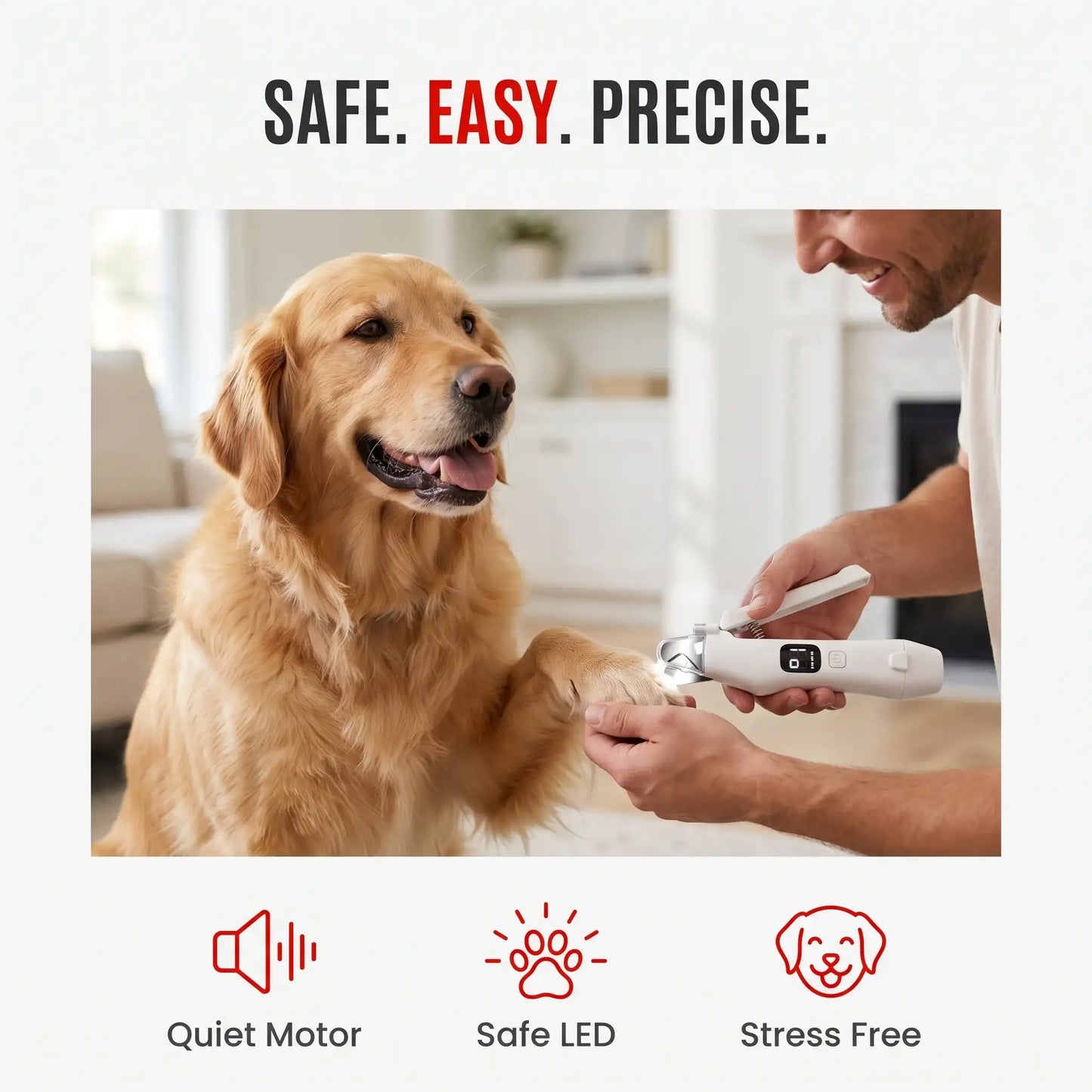 2 in 1 Electric Pet Nail Trimmer with LED Lights Pet Nail Grinder Dog Nail Trimmer and Grinder for Small Medium Large Dogs/Cats