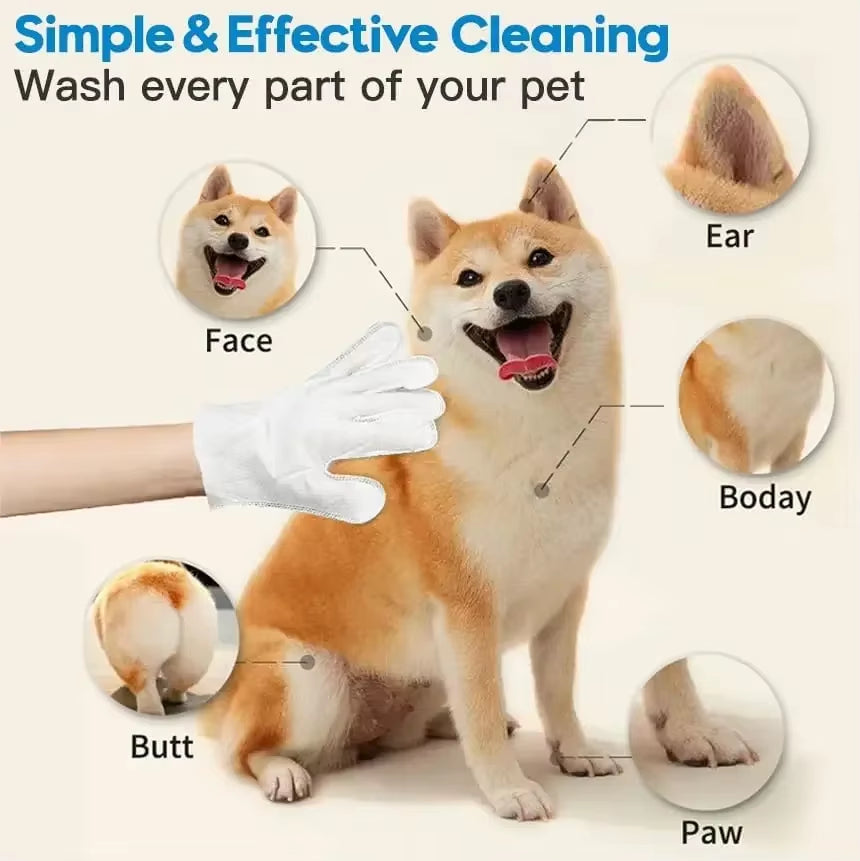 6Pcs Unscented Extra Thick Pet Cleaning Wipes for Dogs & Cats,Dog Washing Bathing Deodorizing Grooming Gloves for Daily Care