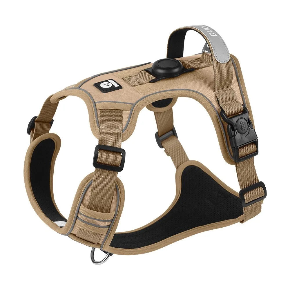 Dog Harness with Airtag Holder and Leash Set-Premium Oxford Breathable Material Durable Reflective Dog Harness and Leash Set