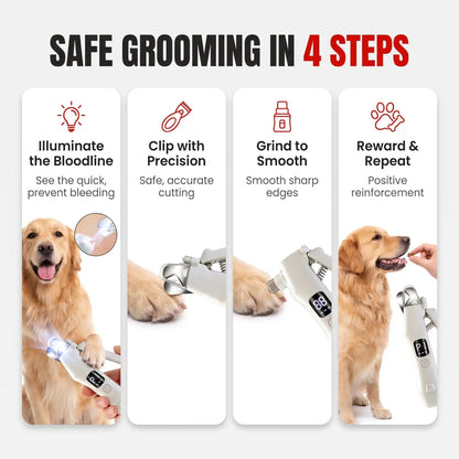 2 in 1 Electric Pet Nail Trimmer with LED Lights Pet Nail Grinder Dog Nail Trimmer and Grinder for Small Medium Large Dogs/Cats