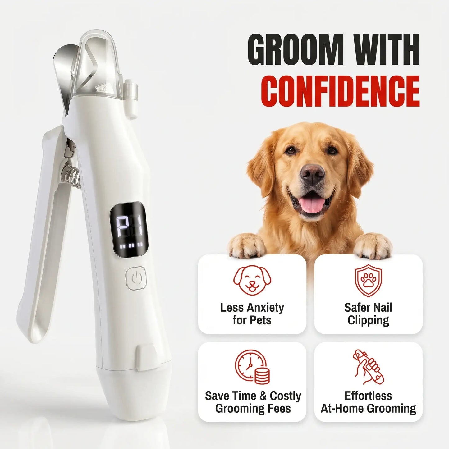 2 in 1 Electric Pet Nail Trimmer with LED Lights Pet Nail Grinder Dog Nail Trimmer and Grinder for Small Medium Large Dogs/Cats