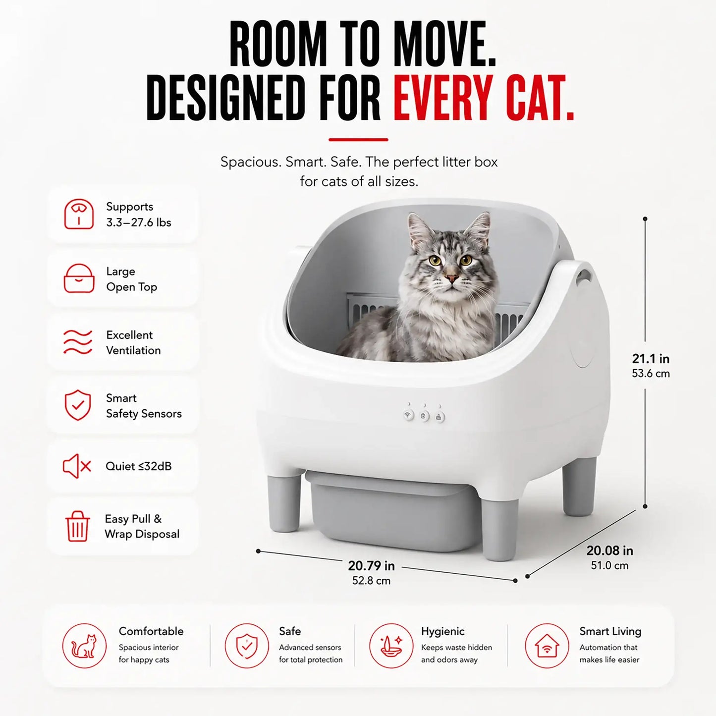 Self-Cleaning Litter Box With App Control