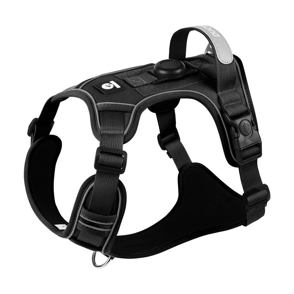 Dog Harness with Airtag Holder and Leash Set-Premium Oxford Breathable Material Durable Reflective Dog Harness and Leash Set