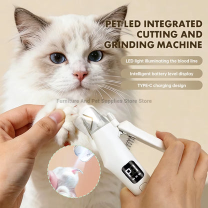 2 in 1 Electric Pet Nail Trimmer with LED Lights Pet Nail Grinder Dog Nail Trimmer and Grinder for Small Medium Large Dogs/Cats
