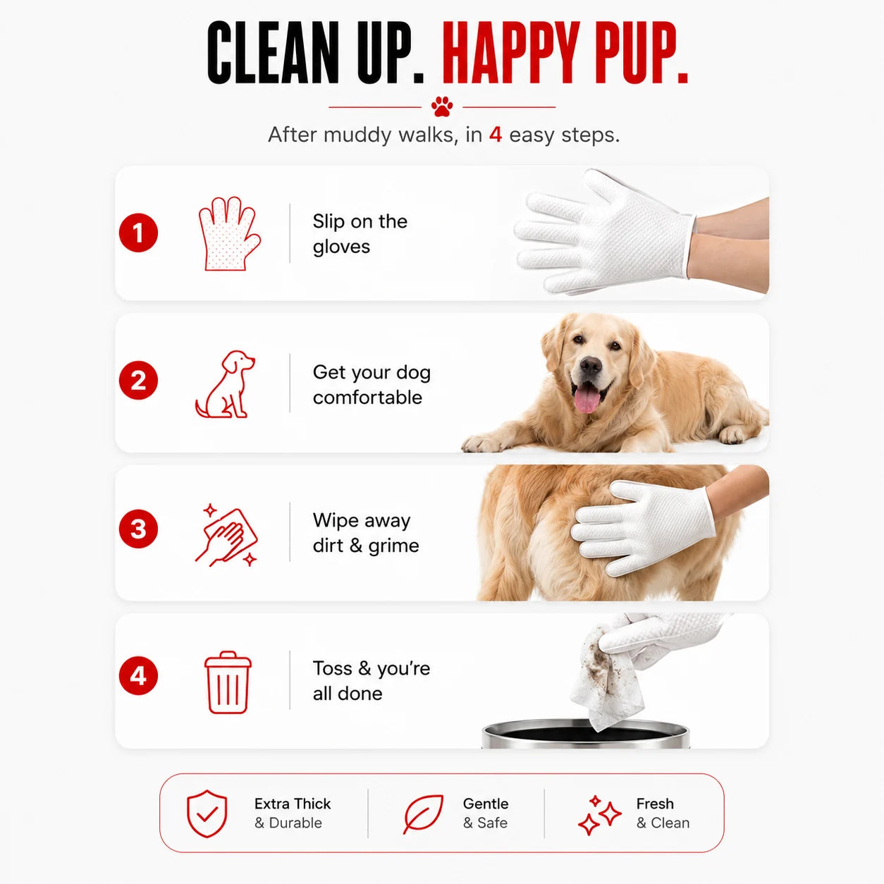 QuickClean™ Pet Bath Gloves