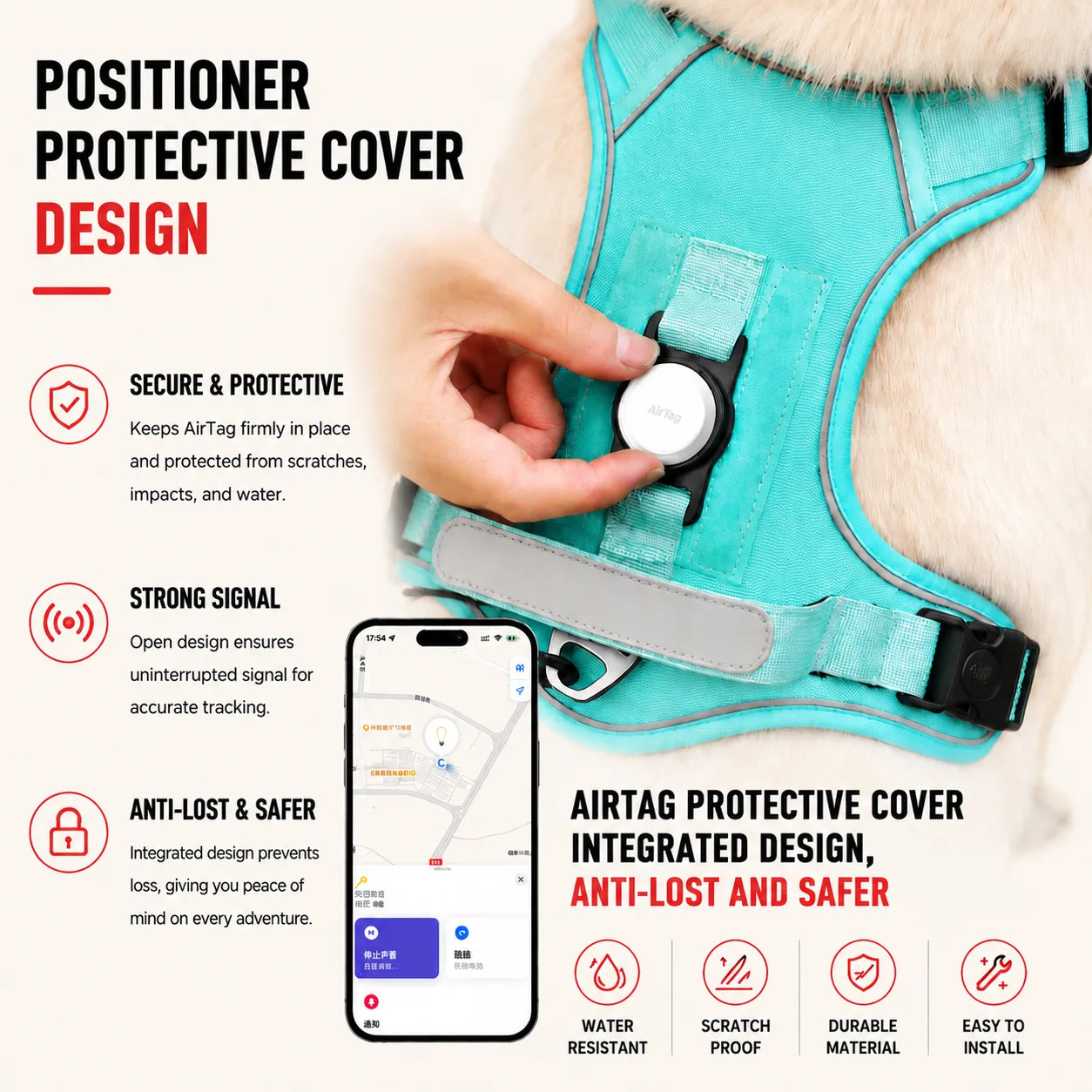Dog Harness With AirTag Holder