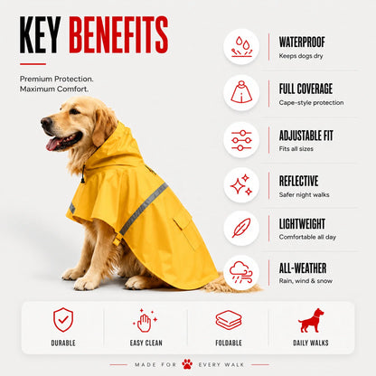 Hooded Reflective Dog Raincoat